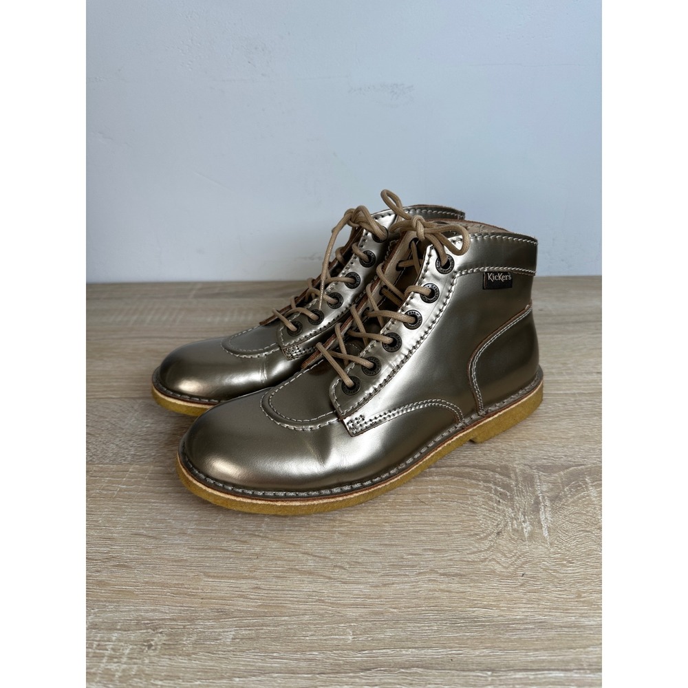 Kickers Kick Hi Metallic Bronze Leather Ankle Boots EU 39 486207 S AH0419